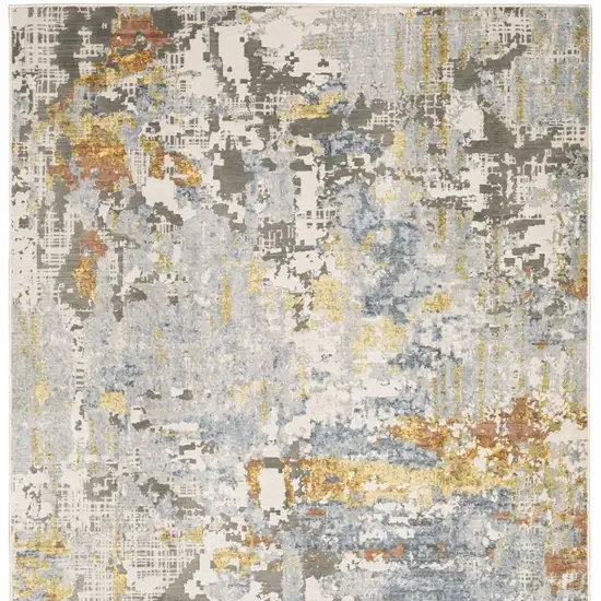 Grey Blue Beige Gold And Rust Abstract Power Loom Stain Resistant Area Rug Photo 5