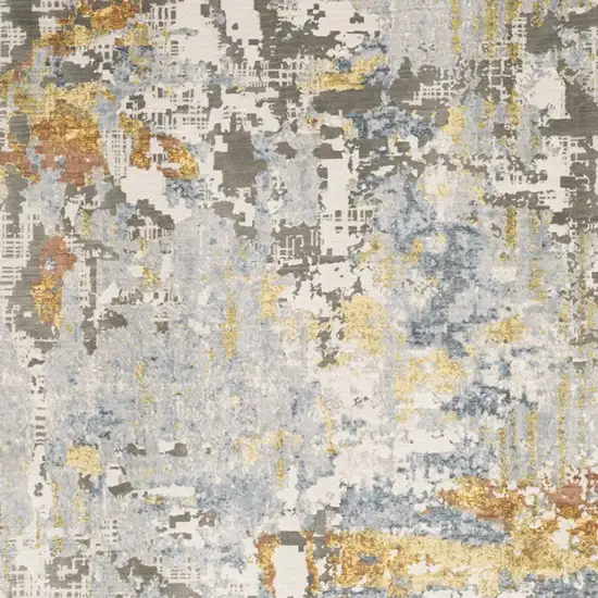 Grey Blue Beige Gold And Rust Abstract Power Loom Stain Resistant Area Rug Photo 10