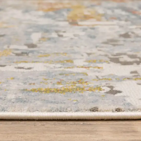 Grey Blue Beige Gold And Rust Abstract Power Loom Stain Resistant Runner Rug Photo 8