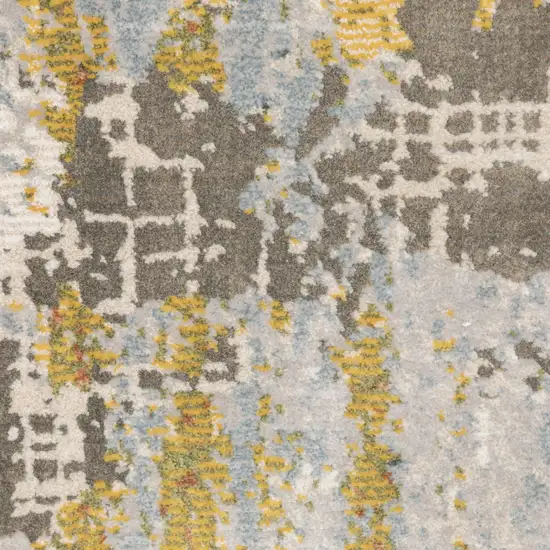 Grey Blue Beige Gold And Rust Abstract Power Loom Stain Resistant Runner Rug Photo 9