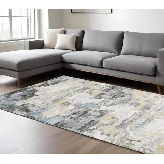 Blue and Gray Abstract Non Skid Area Rug Photo 1