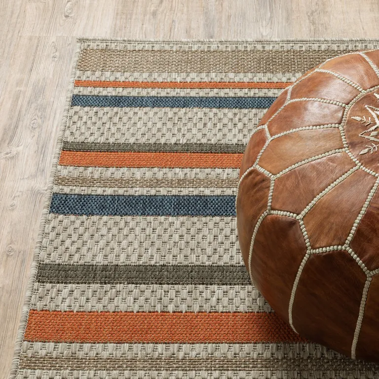 Grey Blue Geometric Indoor Outdoor Area Rug Photo 3