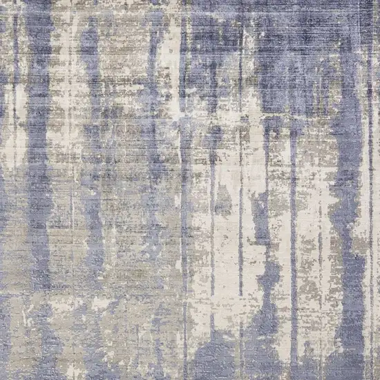 Grey Blue Hand Loomed Abstract Brushstroke Indoor Area Rug Photo 7