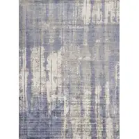 Photo of Grey Blue Hand Loomed Abstract Brushstroke Indoor Area Rug