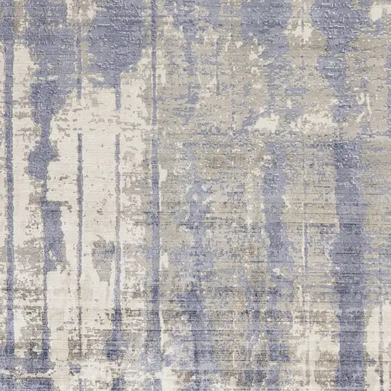 Grey Blue Hand Loomed Abstract Brushstroke Indoor Area Rug Photo 2