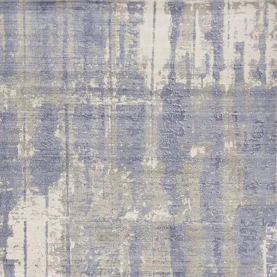 Grey Blue Hand Loomed Abstract Brushstroke Indoor Area Rug Photo 3