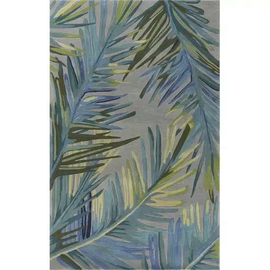 Grey Blue Hand Tufted Tropical Palms Indoor Area Rug Photo 1