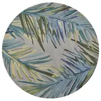 Photo of Grey Blue Hand Tufted Tropical Palms Indoor Area Rug