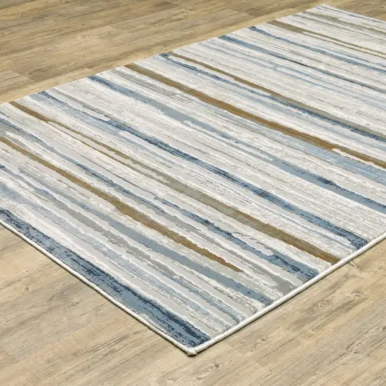 Grey Blue Ivory Brown Beige And Navy Abstract Power Loom Stain Resistant Area Rug Photo 6