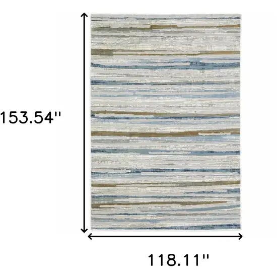 Grey Blue Ivory Brown Beige And Navy Abstract Power Loom Stain Resistant Area Rug Photo 10