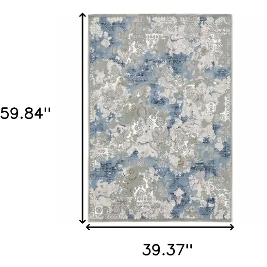 Grey Blue Ivory Navy Beige And Brown Abstract Power Loom Stain Resistant Area Rug Photo 10