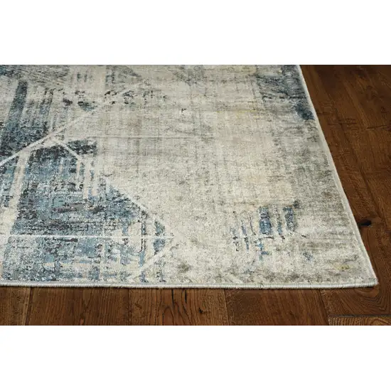 Grey Blue Machine Woven Abstract Geometric Indoor Area Rug Photo 4