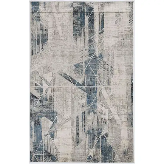 Grey Blue Machine Woven Abstract Geometric Indoor Area Rug Photo 1