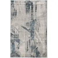 Photo of Grey Blue Machine Woven Abstract Geometric Indoor Area Rug