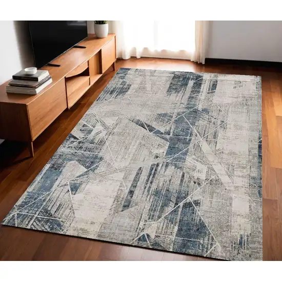 Blue and Gray Abstract Area Rug Photo 1