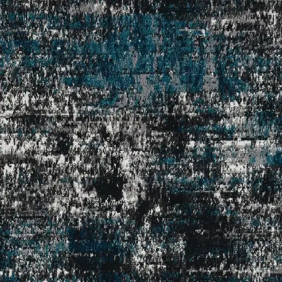 7' Grey Blue Machine Woven Abstract Indoor Runner Rug Photo 6