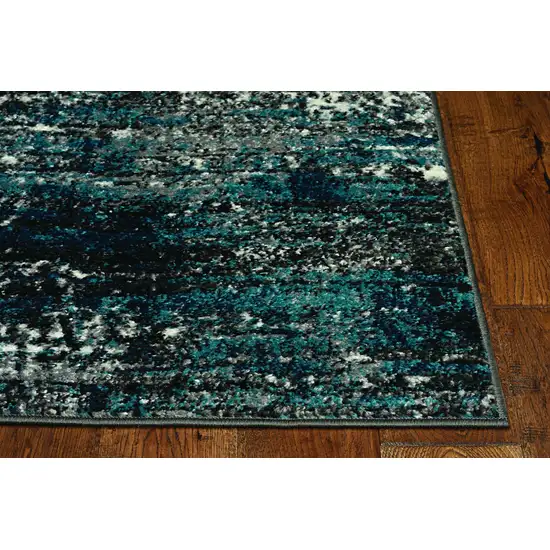 Grey Blue Machine Woven Abstract Indoor Runner Rug Photo 2