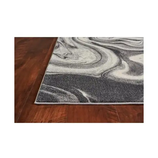 Grey Blue Machine Woven Abstract Marble Indoor Area Rug Photo 3
