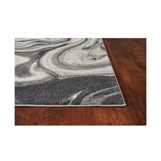 Grey Blue Machine Woven Abstract Marble Indoor Area Rug Photo 2