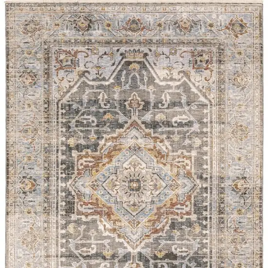 Grey Blue Machine Woven Medallion Indoor Area Rug Photo 6