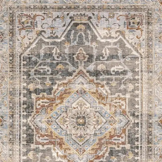 Grey Blue Machine Woven Medallion Indoor Area Rug Photo 4