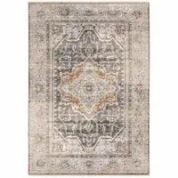 Photo of Grey Blue Machine Woven Medallion Indoor Area Rug