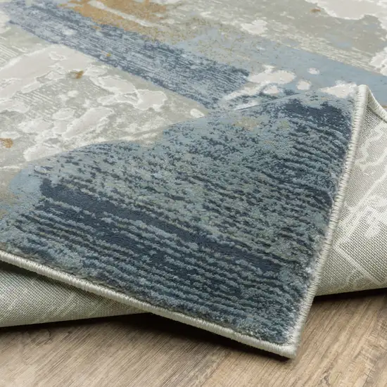 Grey Blue Navy Ivory And Brown Abstract Power Loom Stain Resistant Area Rug Photo 8