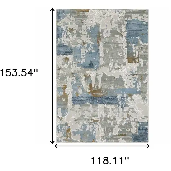 Grey Blue Navy Ivory And Brown Abstract Power Loom Stain Resistant Area Rug Photo 10