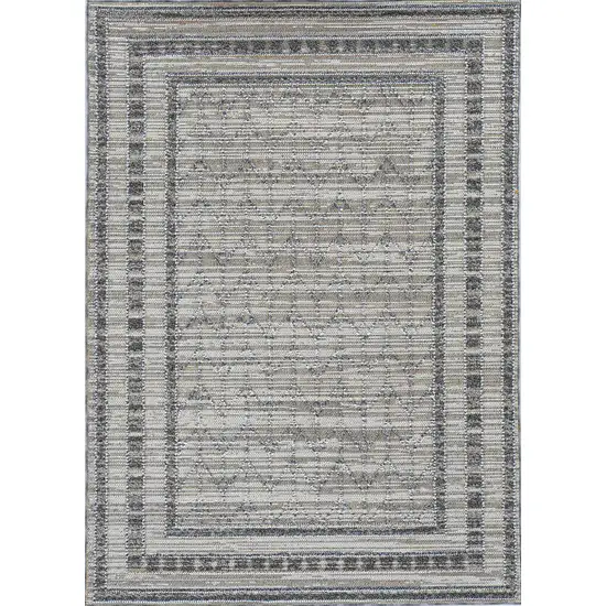 Grey Bordered Runner Rug Photo 1