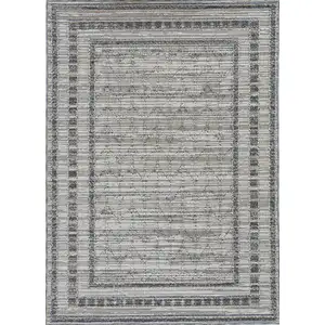 Photo of Grey Bordered Runner Rug