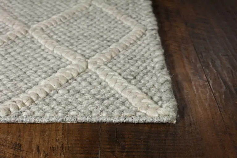 Grey Braided Diamonds Wool Indoor Area Rug Photo 4