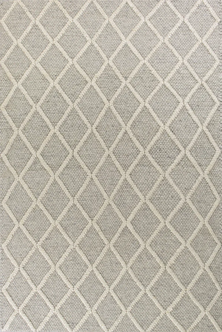 Grey Braided Diamonds Wool Indoor Area Rug Photo 1