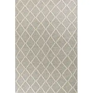 Photo of Grey Braided Diamonds Wool Indoor Area Rug