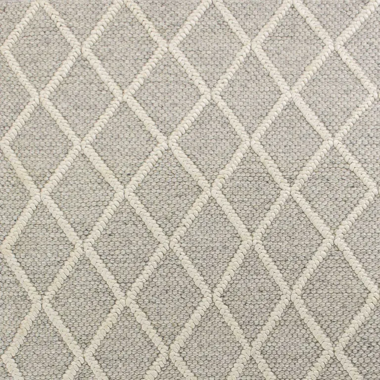 Grey Braided Diamonds Wool Indoor Area Rug Photo 3