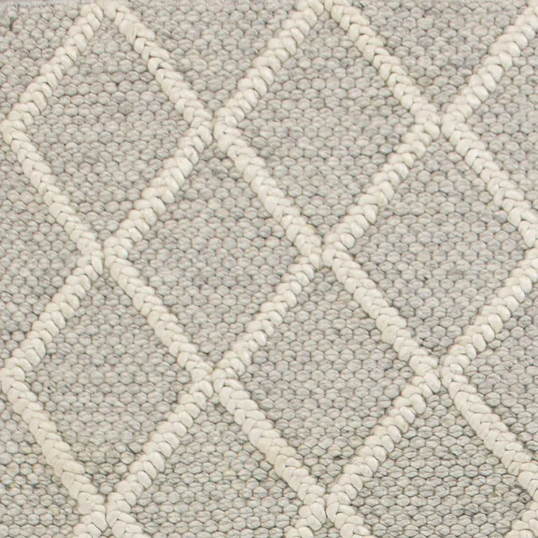 Grey Braided Diamonds Wool Indoor Area Rug Photo 2