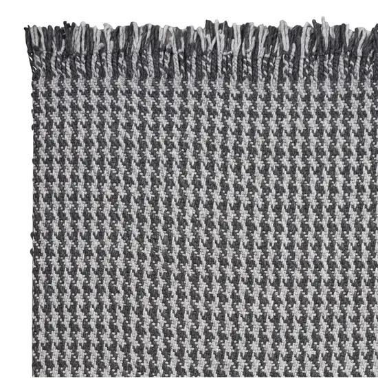 Grey Braided Wool Area Rug with Fringe Photo 3