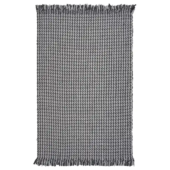 Grey Braided Wool Area Rug with Fringe Photo 1