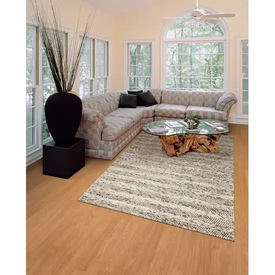 Grey Braided Wool Indoor Area Rug Photo 2