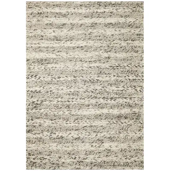 Gray and Ivory Wool Handmade Area Rug Photo 1