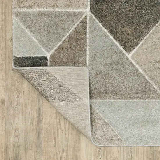 Grey Brown Beige Tan Taupe And Ivory Geometric Power Loom Stain Resistant Area Rug Photo 6