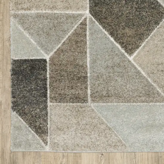 Grey Brown Beige Tan Taupe And Ivory Geometric Power Loom Stain Resistant Area Rug Photo 7