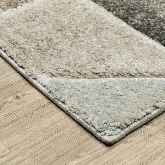 Grey Brown Beige Tan Taupe And Ivory Geometric Power Loom Stain Resistant Area Rug Photo 3