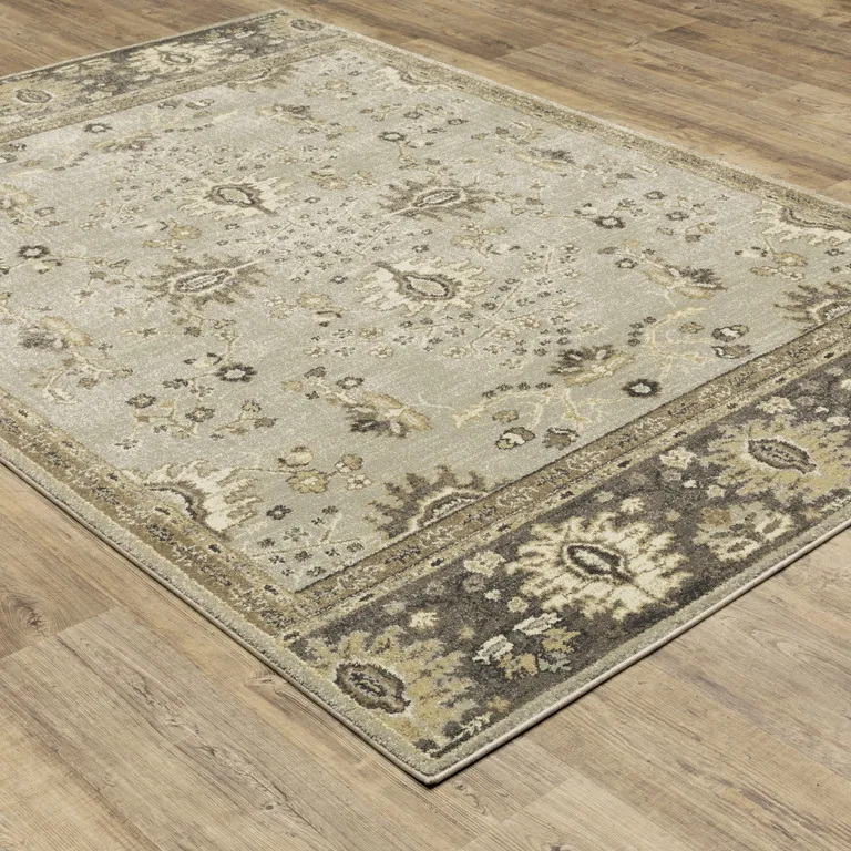 Grey Brown Tan And Beige Oriental Power Loom Stain Resistant Area Rug Photo 5