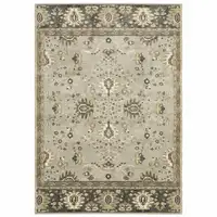 Photo of Grey Brown Tan And Beige Oriental Power Loom Stain Resistant Area Rug