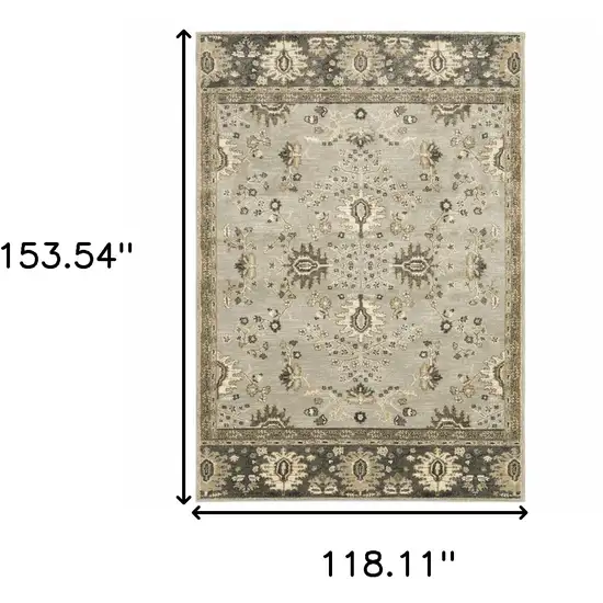 Grey Brown Tan And Beige Oriental Power Loom Stain Resistant Area Rug Photo 10