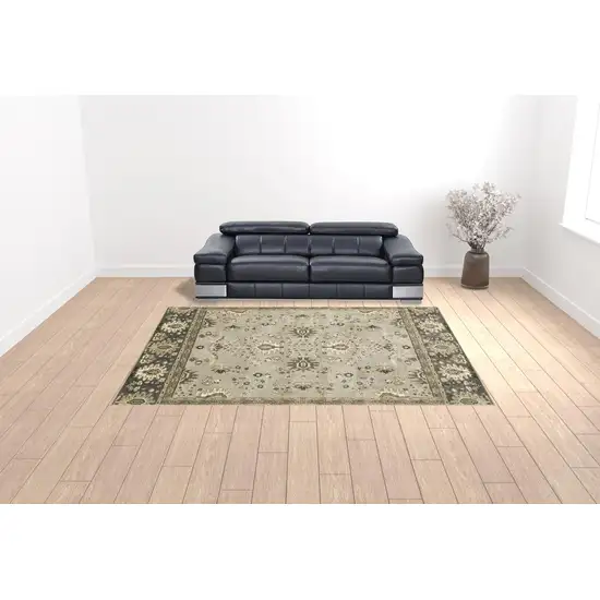 Grey Brown Tan And Beige Oriental Power Loom Stain Resistant Area Rug Photo 2