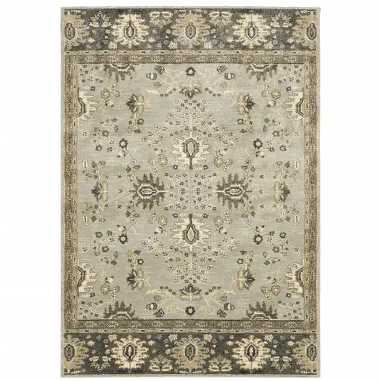 Grey Brown Tan And Beige Oriental Power Loom Stain Resistant Area Rug Photo 1