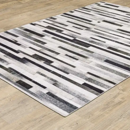 Grey Charcoal And Beige Geometric Power Loom Stain Resistant Area Rug Photo 6