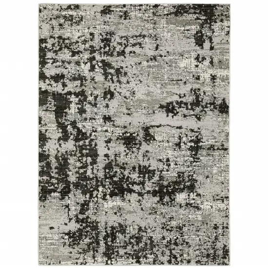 Grey Charcoal Black And Ivory Abstract Power Loom Stain Resistant Area Rug Photo 1