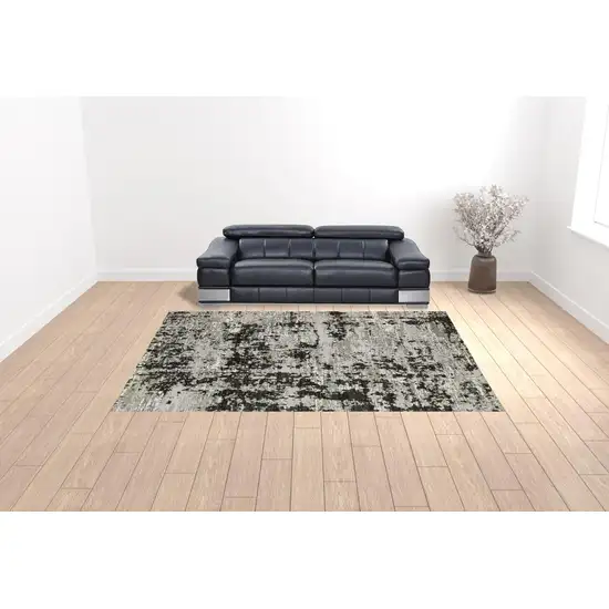 Grey Charcoal Black And Ivory Abstract Power Loom Stain Resistant Area Rug Photo 2